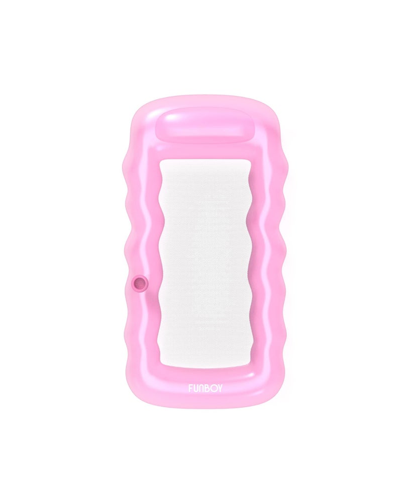 FUNBOY فان بوي عملاق قابل للنفخ فخم شفاف وردي شبكي أرجوحة مائية عائمة، مثالي لحفلة مسبح صيفية - Image 1